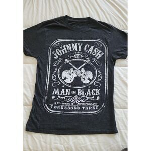 Vintage Style Unisex Johnny Cash Man In Black T-Shirt Rock and Roll Small